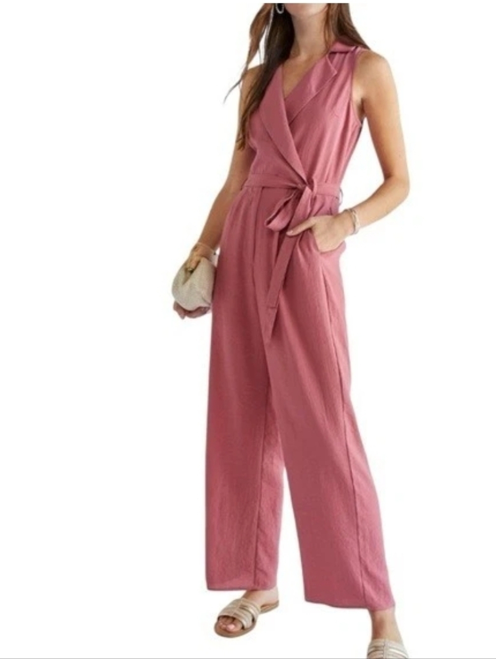 Audrey Parks X Francesca's Size Small Pink Sleevelss Kelsey Jumpsuit